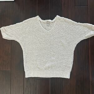 Chico's Size 2 (M) knit cream sweater short sleeves breathable classic comfort